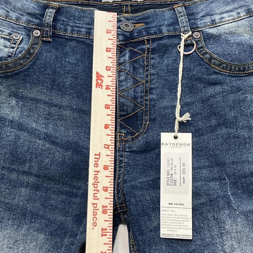 Kayden K Los Angeles Jeans‎ Tapered Ripped Faded 34x30